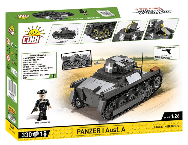 KLOCKI 2534 Czołg Niemiecki Panzer I Ausf. A HC WW2 330 EL