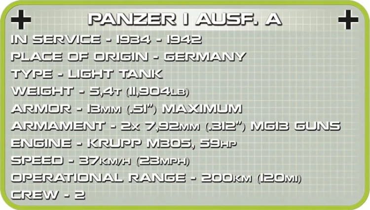 KLOCKI 2534 Czołg Niemiecki Panzer I Ausf. A HC WW2 330 EL