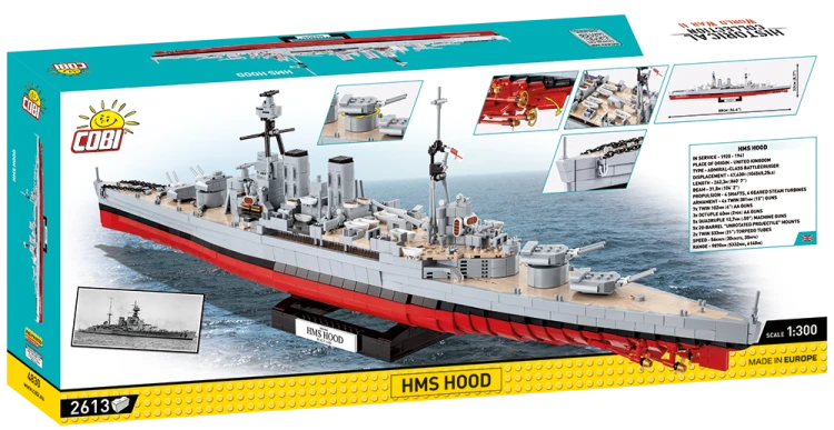KLOCKI COBI 4830 STATEK KRĄŻOWNIK ŁÓDŹ HMS HOOD   BRYTYJSKI 2613 EL. KOMP. Z LEGO