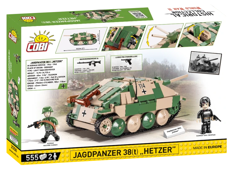 KLOCKI COBI 2558 Czołg Jagdpanzer 38(t) Hetzer HC WW2 555 EL