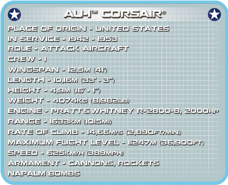 KLOCKI COBI 2415 Samolot US Navy AU-1 Corsair HC KW 330 EL