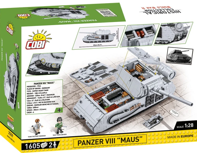 KLOCKI COBI 2559 Czołg Niemiecki Panzer VIII Maus HC WW2 1605 EL