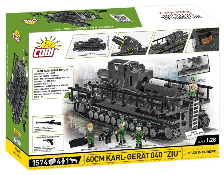KLOCKI COBI 2560 Moździerz Samobieżne Karl-Gerät HC WW2 1574 EL