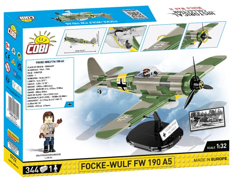 KLOCKI COBI 5722 Samolot Focke - Wulf Fw 190 A5 HC WW2 344 EL