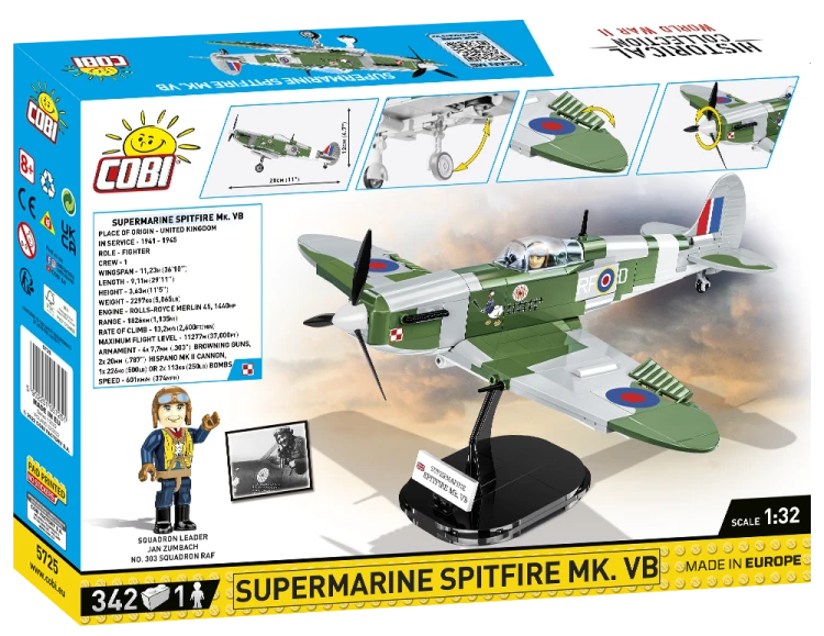 KLOCKI COBI 5725 Samolot Supermarine Spitfire HC WW2 342 EL
