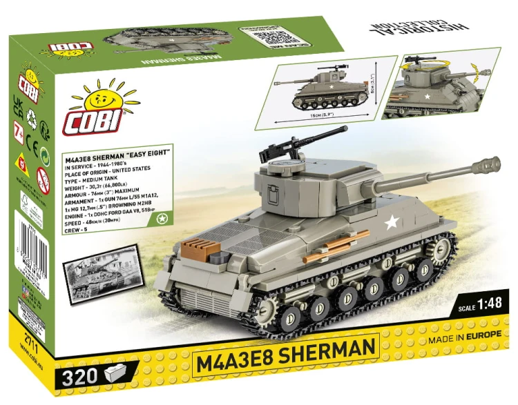 KLOCKI COBI 2711 Czołg M4A3E8 Sherman HC WW2 320 EL